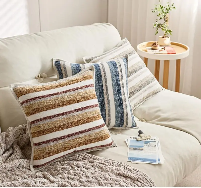 Einfache dreidimensionale gestreifte Jacquard-Kissenbezug Cojines Polyester-Dekor für Zuhause, Sofa, Überwurf, Kissenbezug, Kopfteil-Kissenbezüge – Detail 8