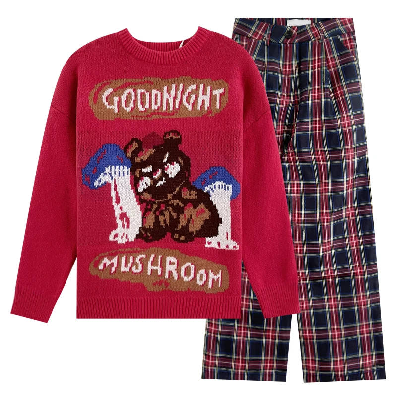 

Thick Christmas red funny cartoon jacquard pullover sweater women