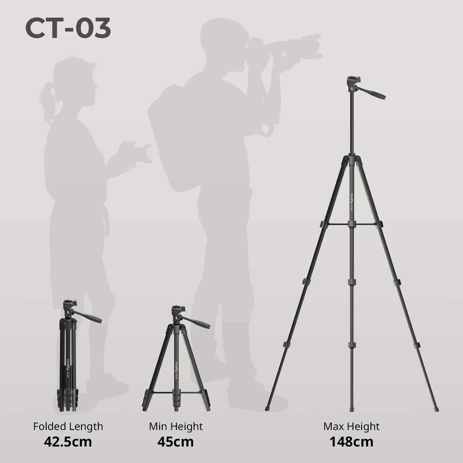 Versatile Lightweight Tripod Adjustable Portable Foldable Tripod for Camera W Sm