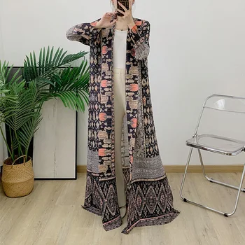 miyake Women's Loose Fitting Printed Abaya Outer Coat Pleated Versatile Autumn Outfit 2026 1