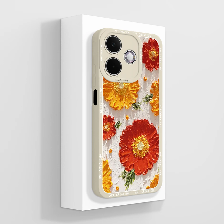 Artistic Flower Silicone Shockproof Phone Case - Soft Protective Back Cover