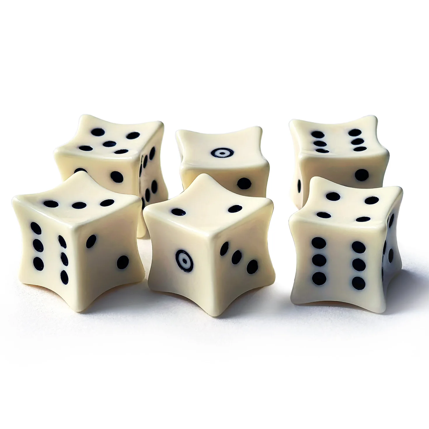 Set of 6 Bone Dice 16MM, Curved Bone Dice D&D RPG Game D6 Six Sided Plastic Bone Dice 6pcs Set 3