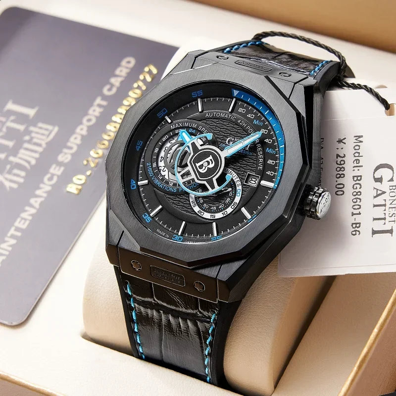 BONEST GATTI Supercar Speed Series Mechanical Watch Powerful Waterproof Luminous Fully Automatic Mechanical Watch