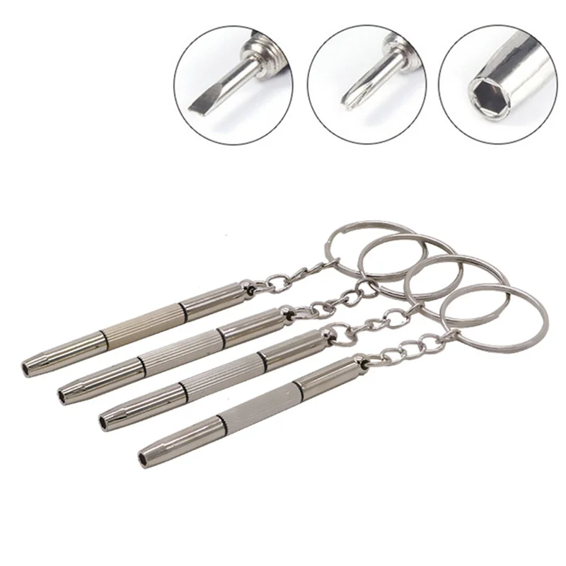3-in-1-Brillenschraubendreher, Brillenschraubendreher, Uhrenreparaturset mit Schlüsselanhänger, tragbare Handwerkzeuge, Präzisions-Schraubendreher-Werkzeuge – Detail 7