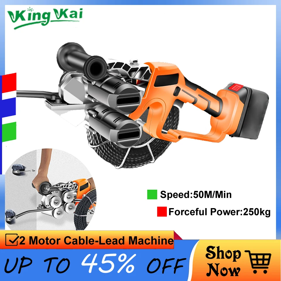 

LatestTwo Brushless Motor Samsung Li Battery Electric Fish Tap Cable Leading Machine Artifact Wire For Electrician Cable Install