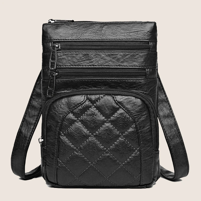 Ladies' soft leather shoulder bag, mobile phone bag, layered bag, mailman, one shoulder luxury designer, ladies' handbag, wallet