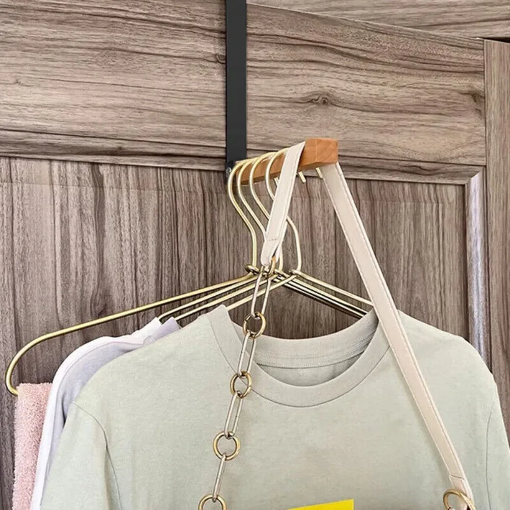 Foldable Metal & Wood With Anti Slip Strip Easy Install No punching Rear Door Hook Over Hanger The
