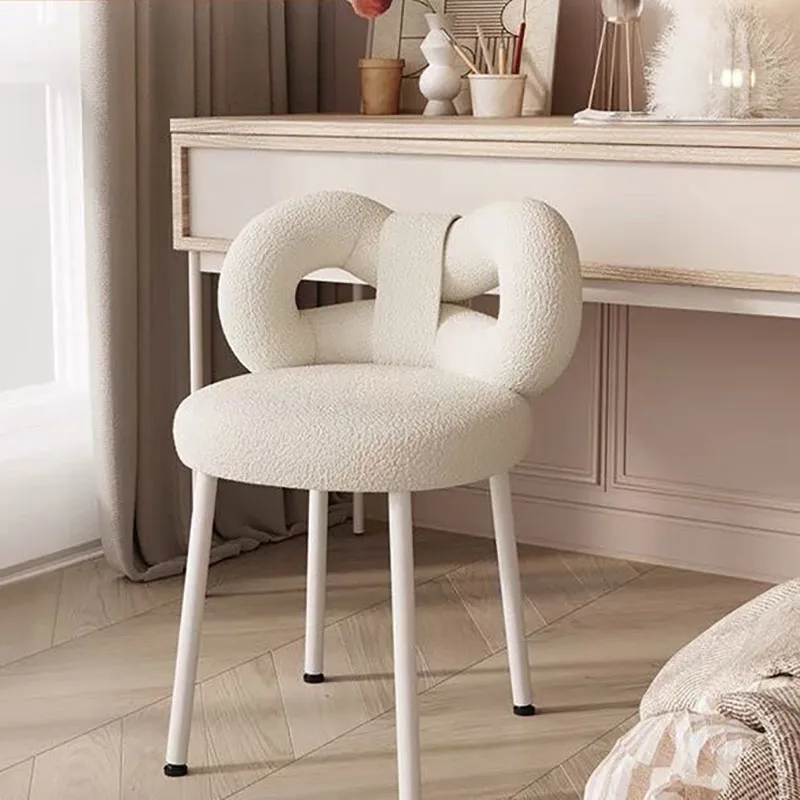 

Living Room Girl Make Up Chair Vanity Stool Bowknot Backrest Nordic Ins Bedroom Chairs Fabric Home Seat Leisure Chair