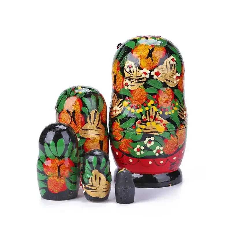 1 Set Wood Russian Nesting Dolls Matryoshka Dolls Babushka Hand Paint Bear Poupee Russe for Kids Gifts Crafted Doll Home Decor