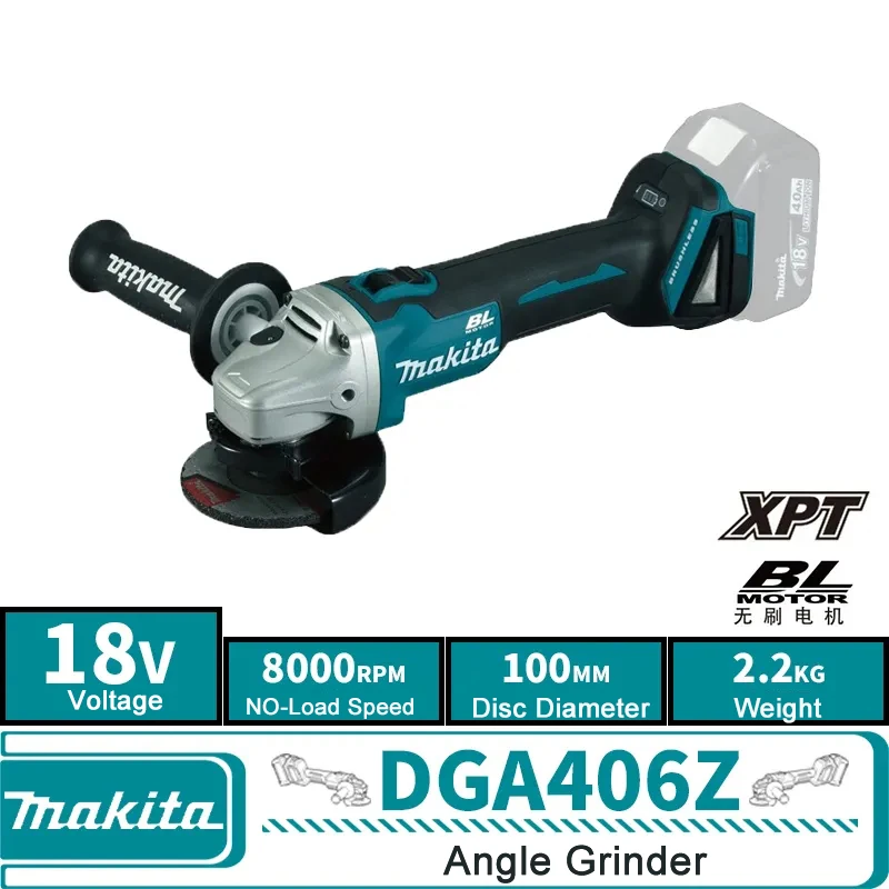 Makita DGA406Z 18V 100mm Brushless Cordless Angle Grinder DIY