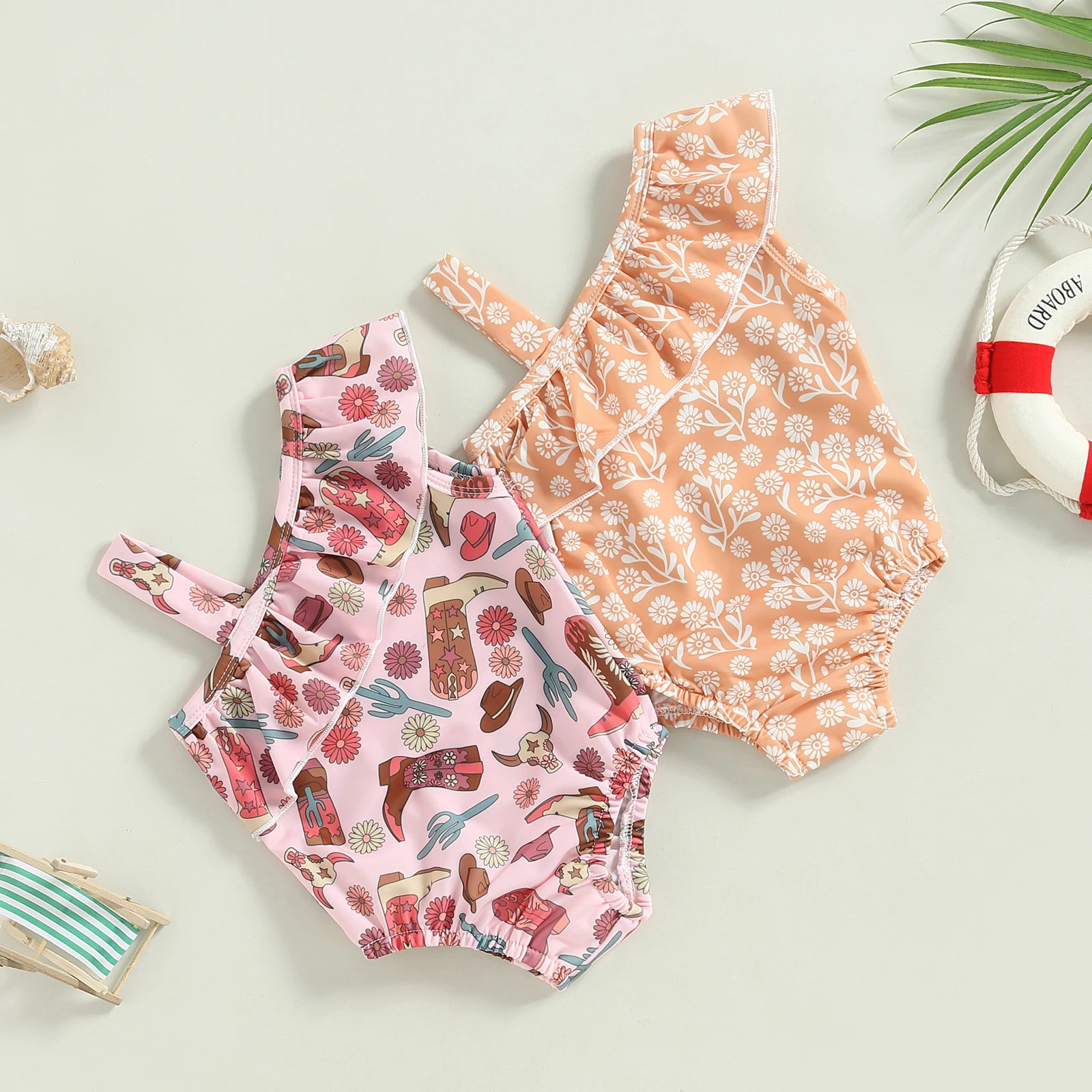 

Toddler Baby Girls Romper Swimsuit Summer Casual Floral Print Swimwear Sleeveless Strap Bathing Suit SwimwearBathing Suit