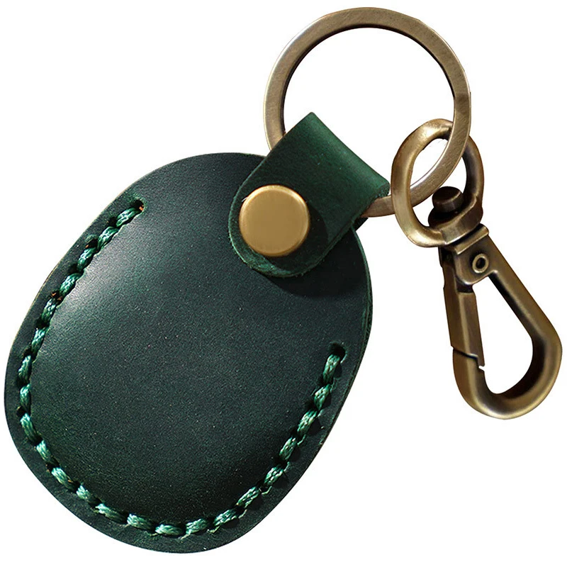 Leather Keychain Case and Access Card Holder with AirTag Compartment