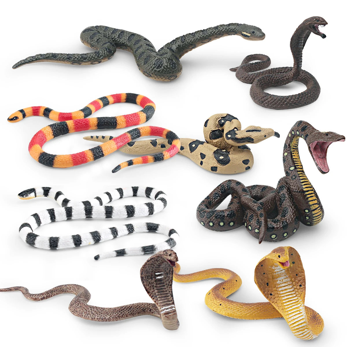 Simulated wild reptile, cobra, python, green forest python, coral snake, children's cognitive decorative ornament toy 3