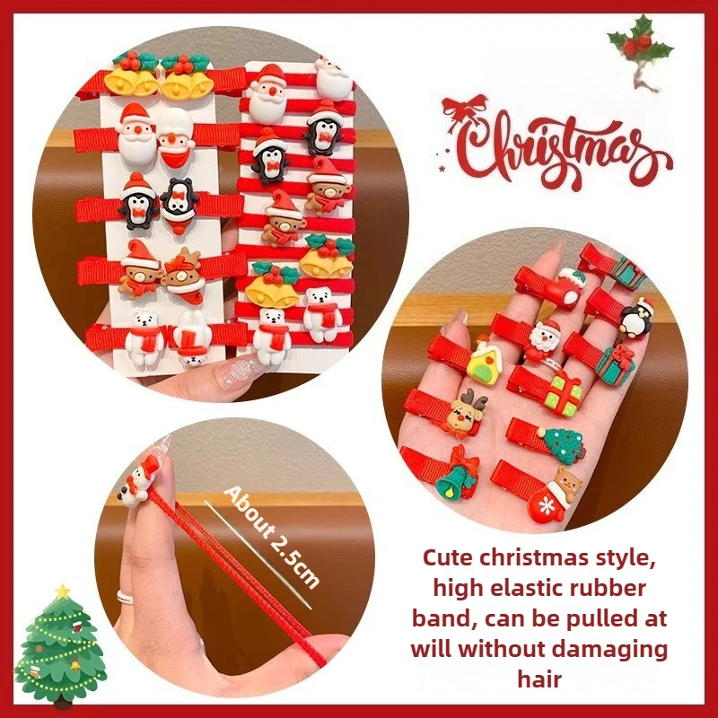 Cute Santa Hair Bands for Girls Soft Elastic Ties