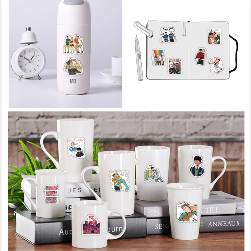 Cartoon Stickers Decorative Stickers Anime Stickers Graffiti Stickers 10/30/50PCS Hot Drama Anime Heartstopper Sticker Guitar Skateboard Laptop Luggage Decoration Waterproof Graffiti Cartoon Decals