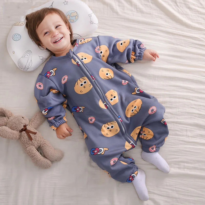 

Coral Velvet Baby Sleeping Bag Plush Warm Autumn Winter Child Sleeping Bag Boys Girls Cartoon Split Leg SleepBag Anti Kick Quilt