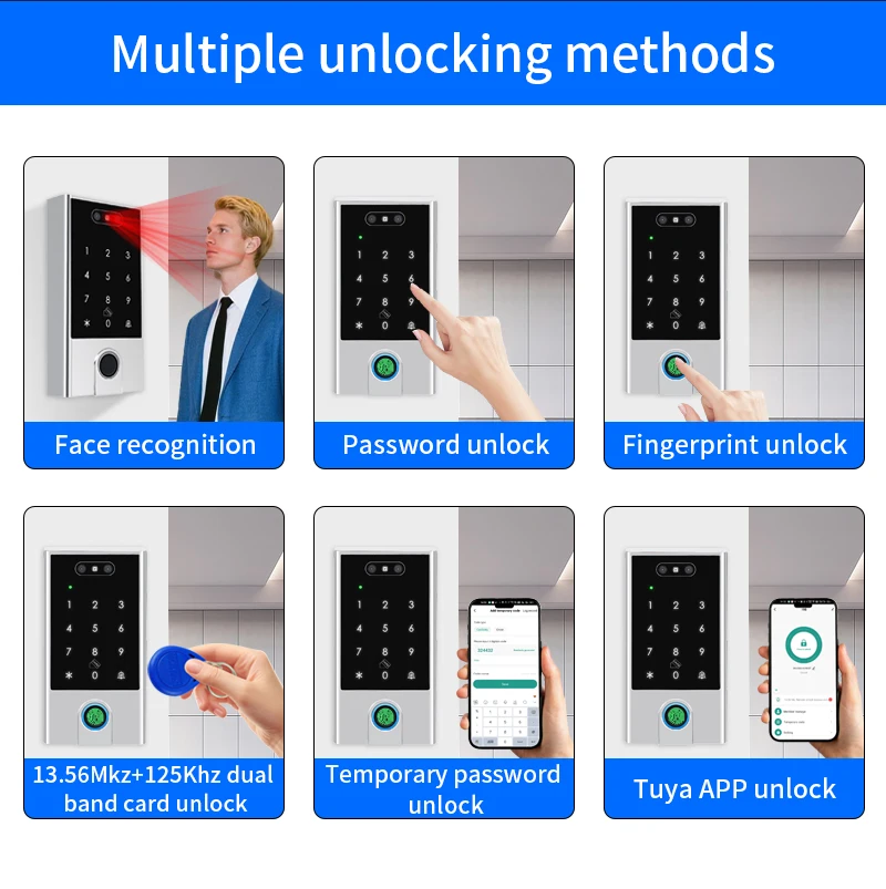 Tuya APP WIFI Face Wiegand 26-34 Recognition Fingerprint 125KHZ 13.56MHZ RFID D
