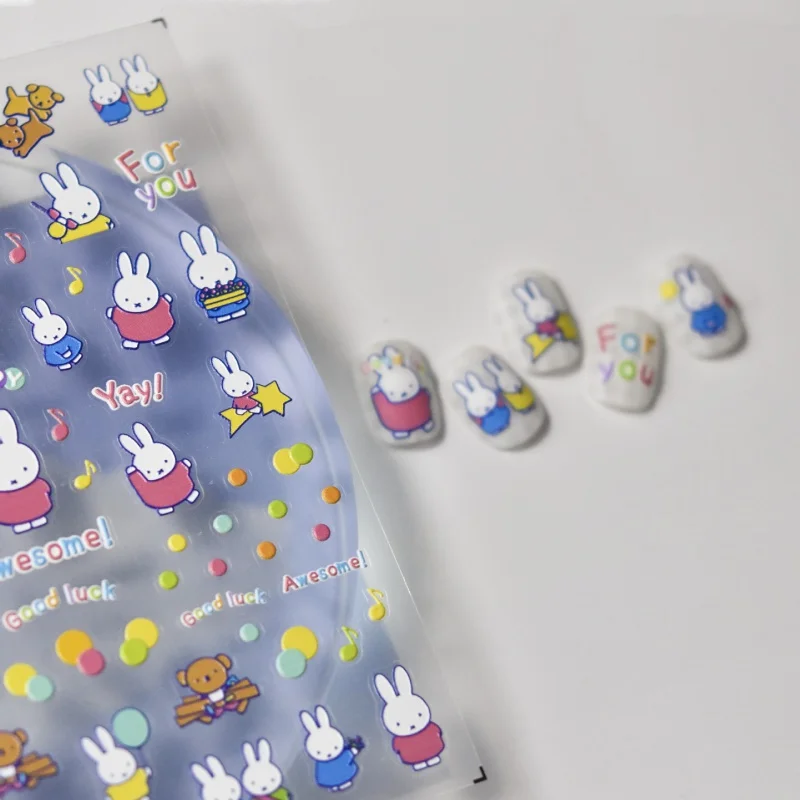 

Relief Nail Stickers Popular Japanese Cute Nail Stickers Soft and Adorable Rabbit Nail Ornament