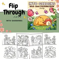 Into the Garden: Bold Simple Adult Coloring Book with Relaxing Plants Flowers Adorable Animals for Stress Relief Creativity 2