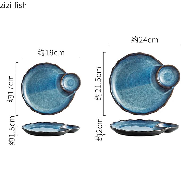 Vintage Irregular Ceramic Plate Dessert Snack Plate Dumpling Sushi Plates Restaurant Molecular Cuisine Creative Tableware