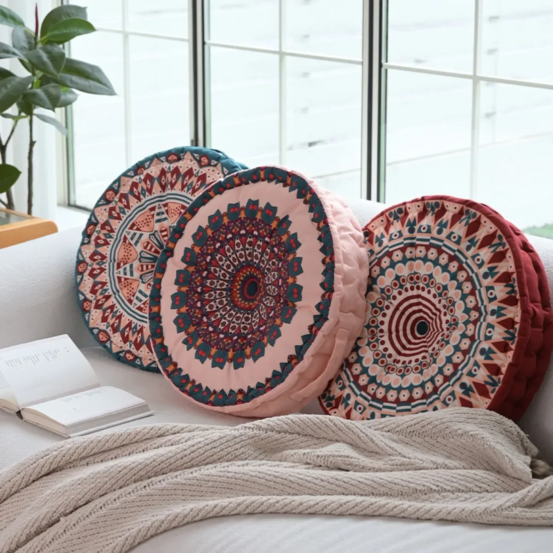 

45cm floor cushion thickened round bohemian style window cushion tatami cushion chair Living Room Sofa Balcony Outdoor HomeDecor