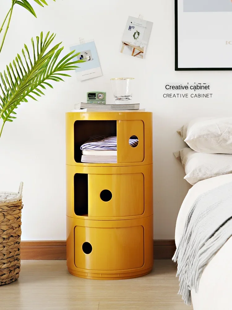 Anti-slip Nordic Round Coffee Table Sliding Door Modern Desk Large Capacity Bedroom Cabinet Stylish Design