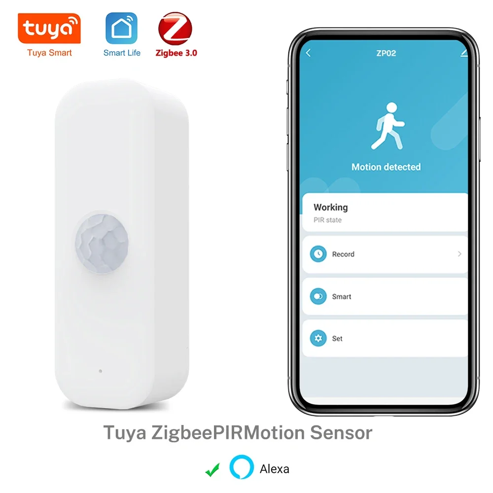 PIR Smart Human Body Home Burglar Sensor APP Tuya Zigbee Motion Sensor Remote Control Smart Life Home Work With Alexa