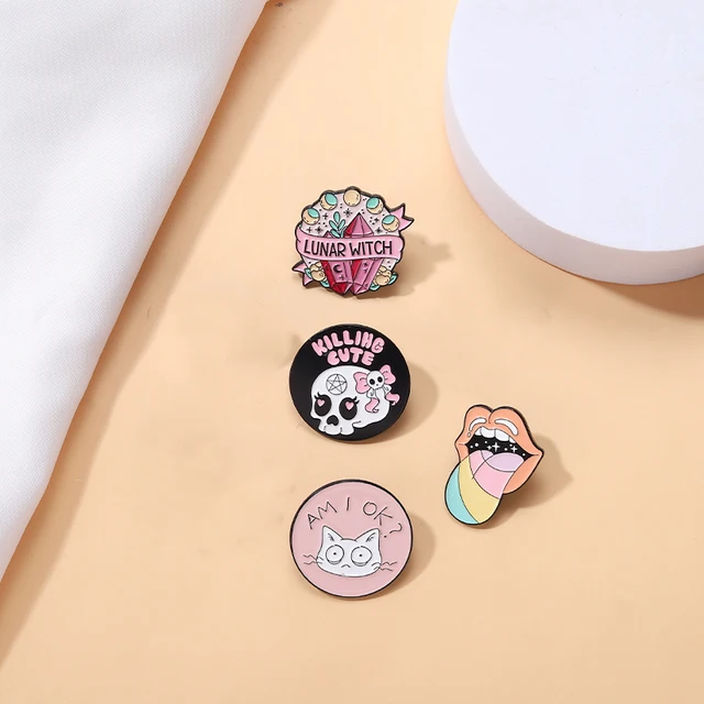 Pink Punk Enamel Pins Brooches Lapel Badges  3