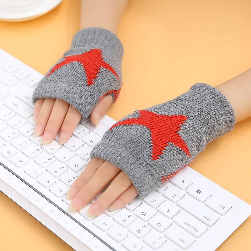 Winter Touch Screen Gloves Women Men Warm Stretch Knit Mittens Imitation Wool Half Finger Fingerless Gloves