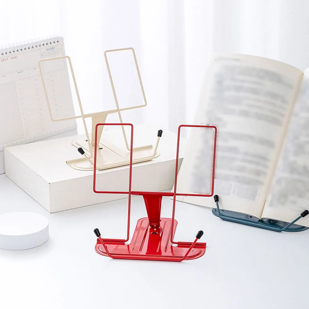 Adjustable Desk Book Stand Cookbook Holder Portable Bookrest Non-Slip Page Clips for Thick Book Cookbook Textbook Recipe 6