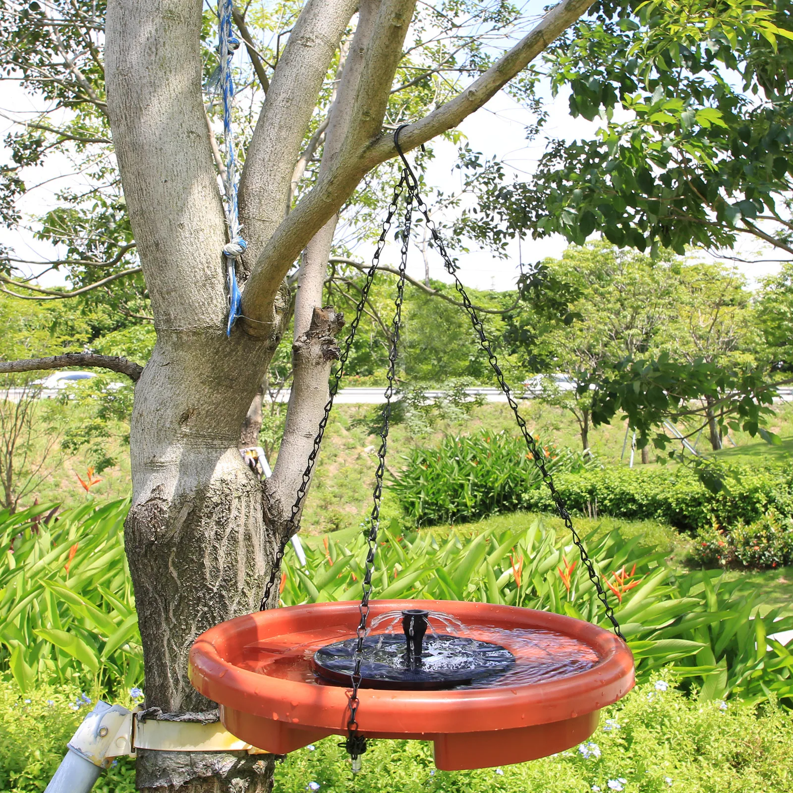 Bird Bath Supplies Bird Feeder Decoration Outdoor Bird Drinking Bird Feeder Tray with Hook and Chain