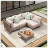 5/7Piece Wicker Patio Furniture Set,Outdoor Conversation Sectional Sofa w/Coffee Table,All-Weather Outdoor Sofa with Thick and 1