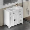 36 Inch White Modern Bathroom Sink with Sink, Storage Cabinet with 3 Drawers, Independent Bathroom Sink 1