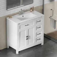 36 Inch White Modern Bathroom Sink with Sink, Storage Cabinet with 3 Drawers, Independent Bathroom Sink 1