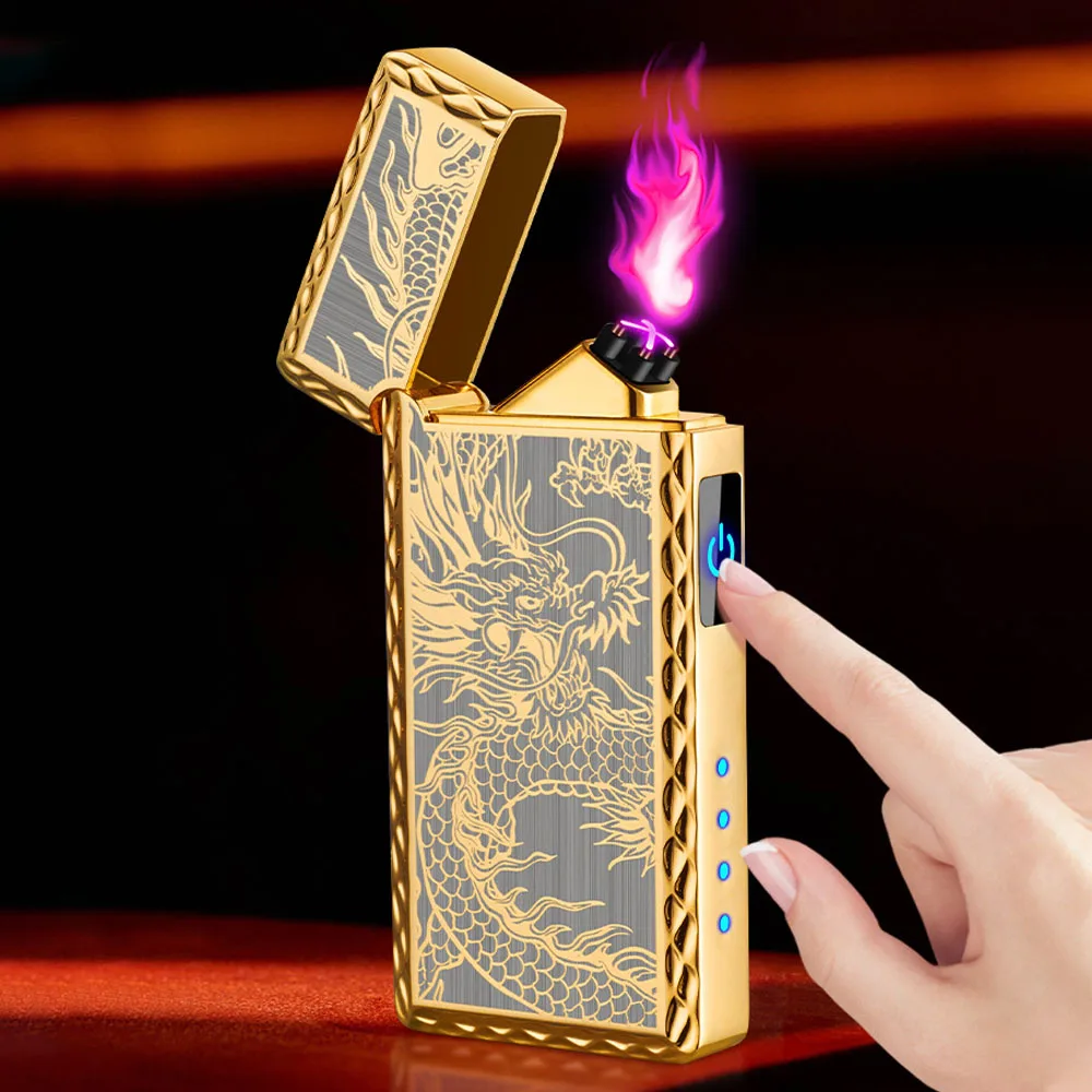 

Электрическая зажигалка Gold Dragon USB плазменная двойная дуга для ветрозащитной Беспламенной зажигалки Крутые гаджеты для мужчин