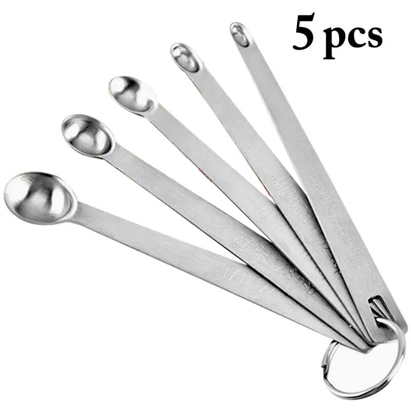 5pcs/Set Stainless Steel Coffee Measuring Spoons Small Measuring Spoon Multiple Size Tea Seasoning Measuring Spoon Kitchen Tools