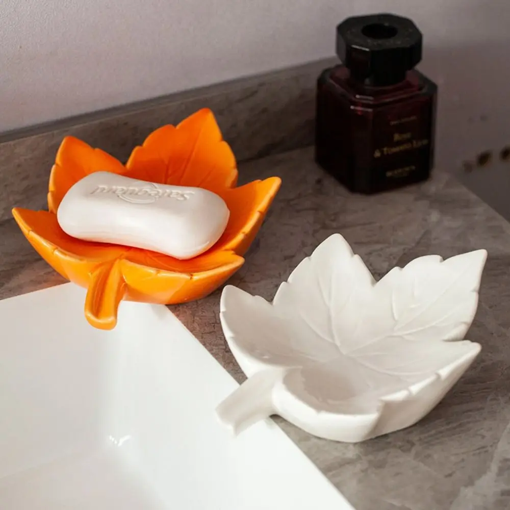 

Ceramic Drain Soap Box Practical Maple Shape Quick Drain Soap Saver Extend Soap Life No Residue Soap Box Bathroom