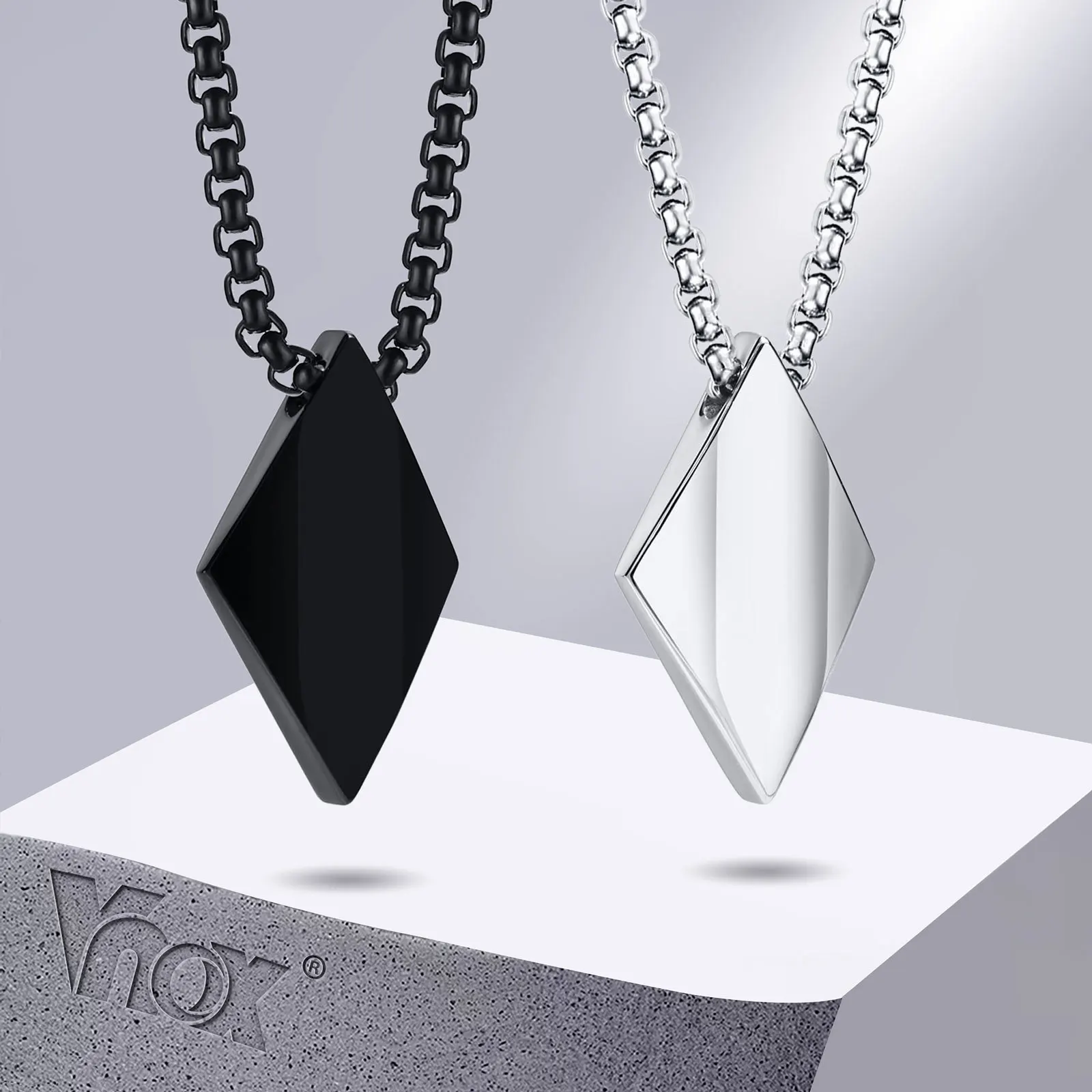 Chain For Free|men's Stainless Steel Rhombus Pendant