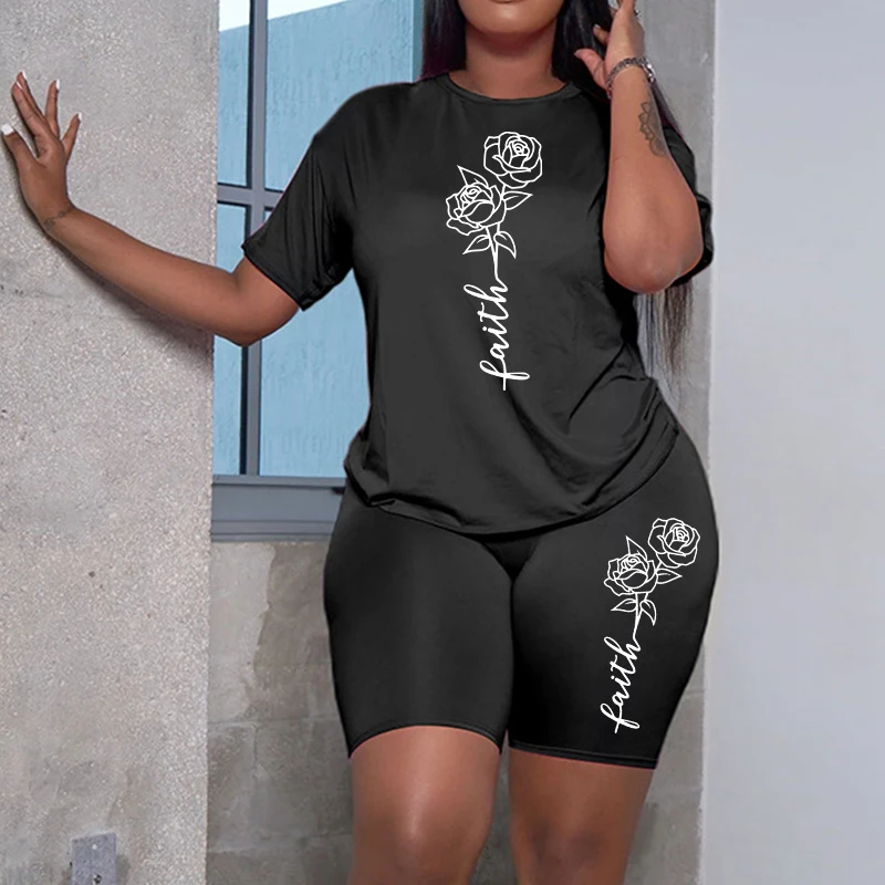 2025 Summer Hot Sale Women's Shorts Outfits O-neck T-shirts and Elastic Shorts Ladies Home Outdoor Comfortable Soft Tracksuits 2