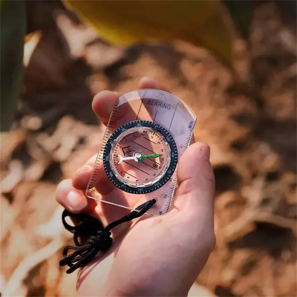 

Multifunction Ruler -Compass Outdoor Map Scale Camping Hiking Survival -Compass Inch Millimeter Scales For Mapping Plotting