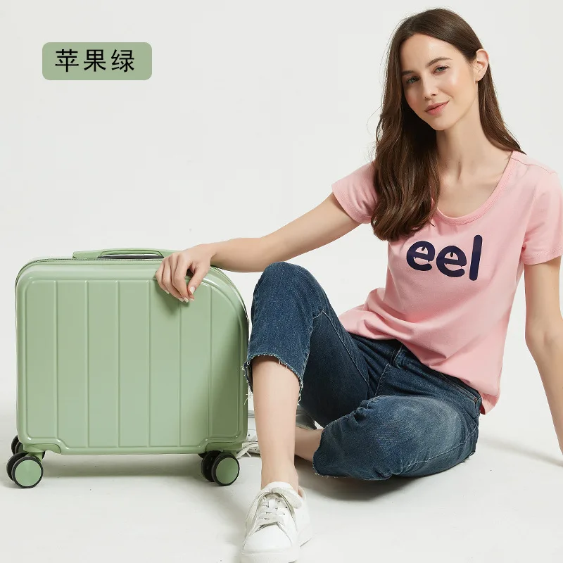 PLUENLI New Luggage Women's Three-Section Aluminum Alloy Trolley Boarding Bag Small Lightweight Trolley Case