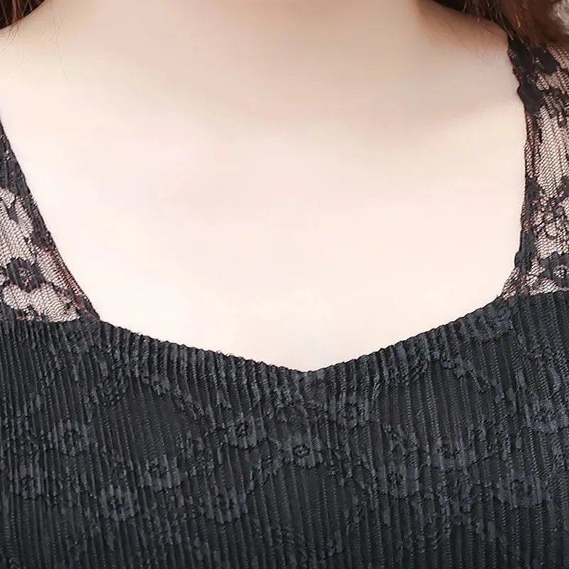 High Quality Fashion Dress Pink 2023 Spring and Autumn Women's Long Sleeve New Popular Black French Mesh Lace Long Dress Elastic