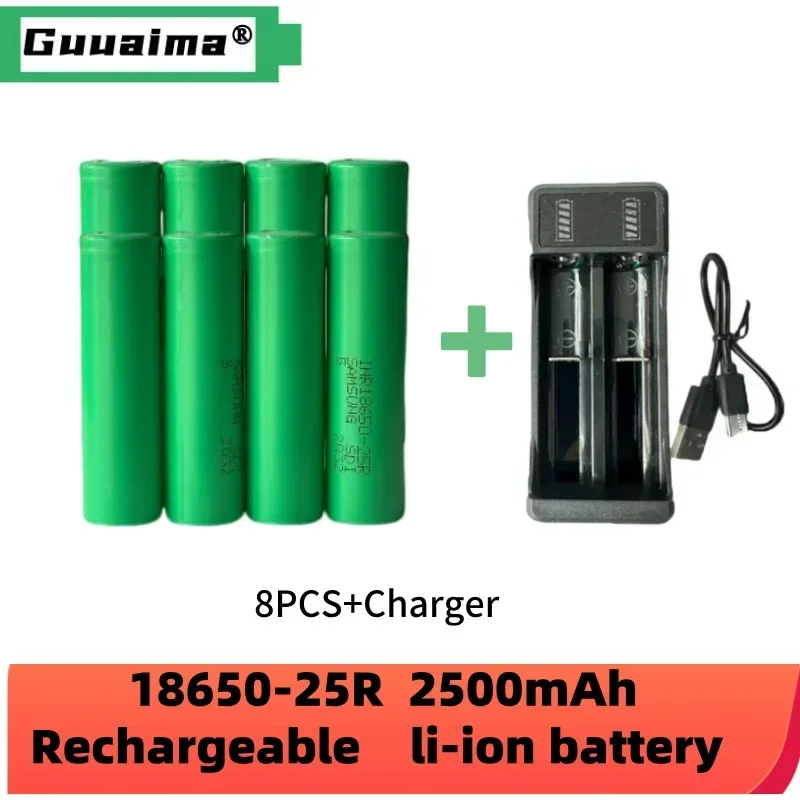 Rechargeable Lithium Battery 3.7V 18650 2500mah 25R 20A Battery Scrap for Screwdriver Flashlight