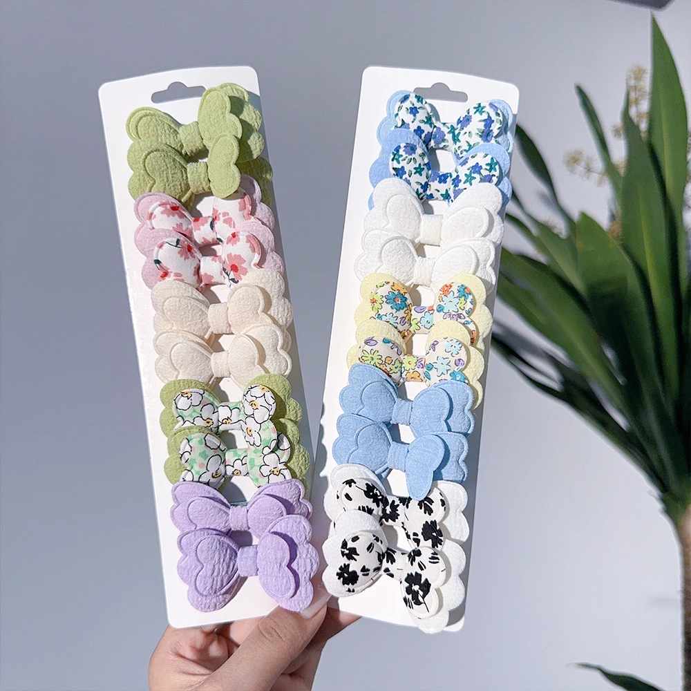 4/10 قطعة/المجموعة الساخن بيع الحلوى الملونة طبقة مزدوجة السلامة القطن المطبوعة مشبك شعر لطيف الانفجارات إكسسوارات الشعر الفتيات الاطفال هدية