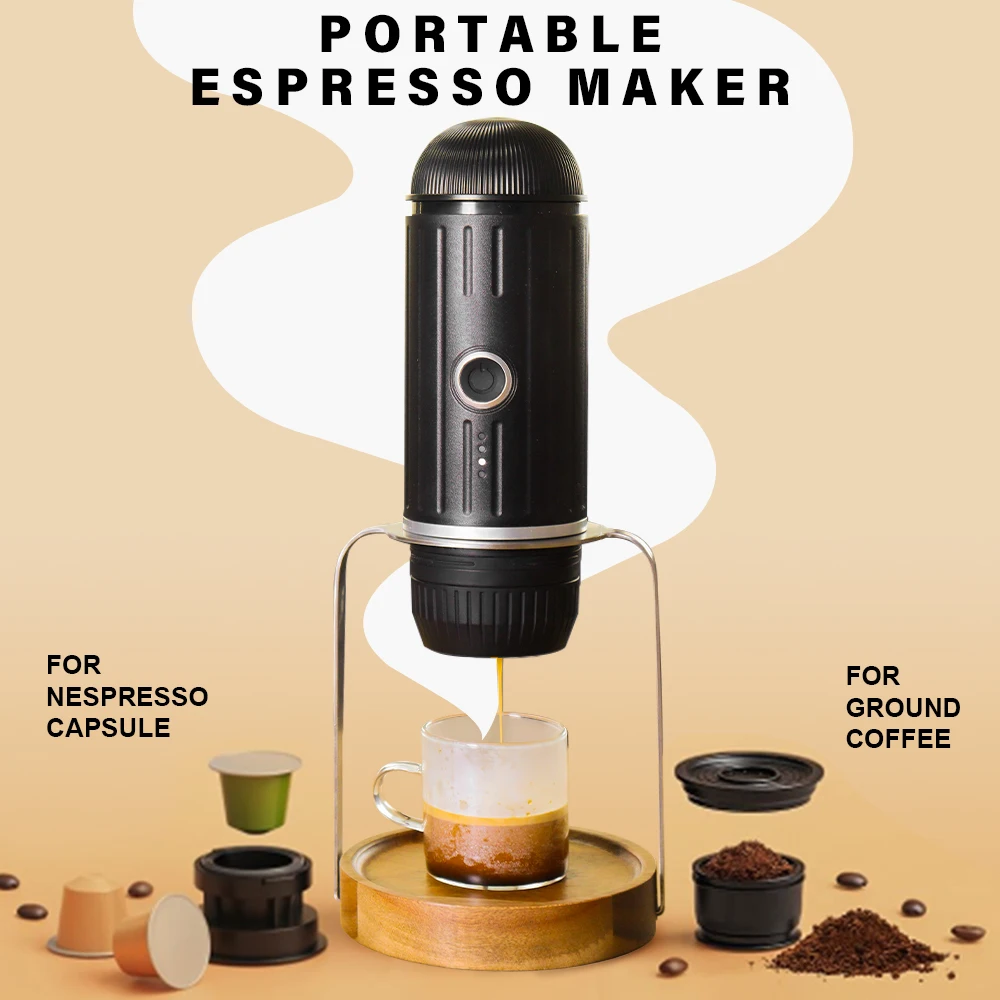3-in-1 capsule koffiezetapparaat, accu, draagbare