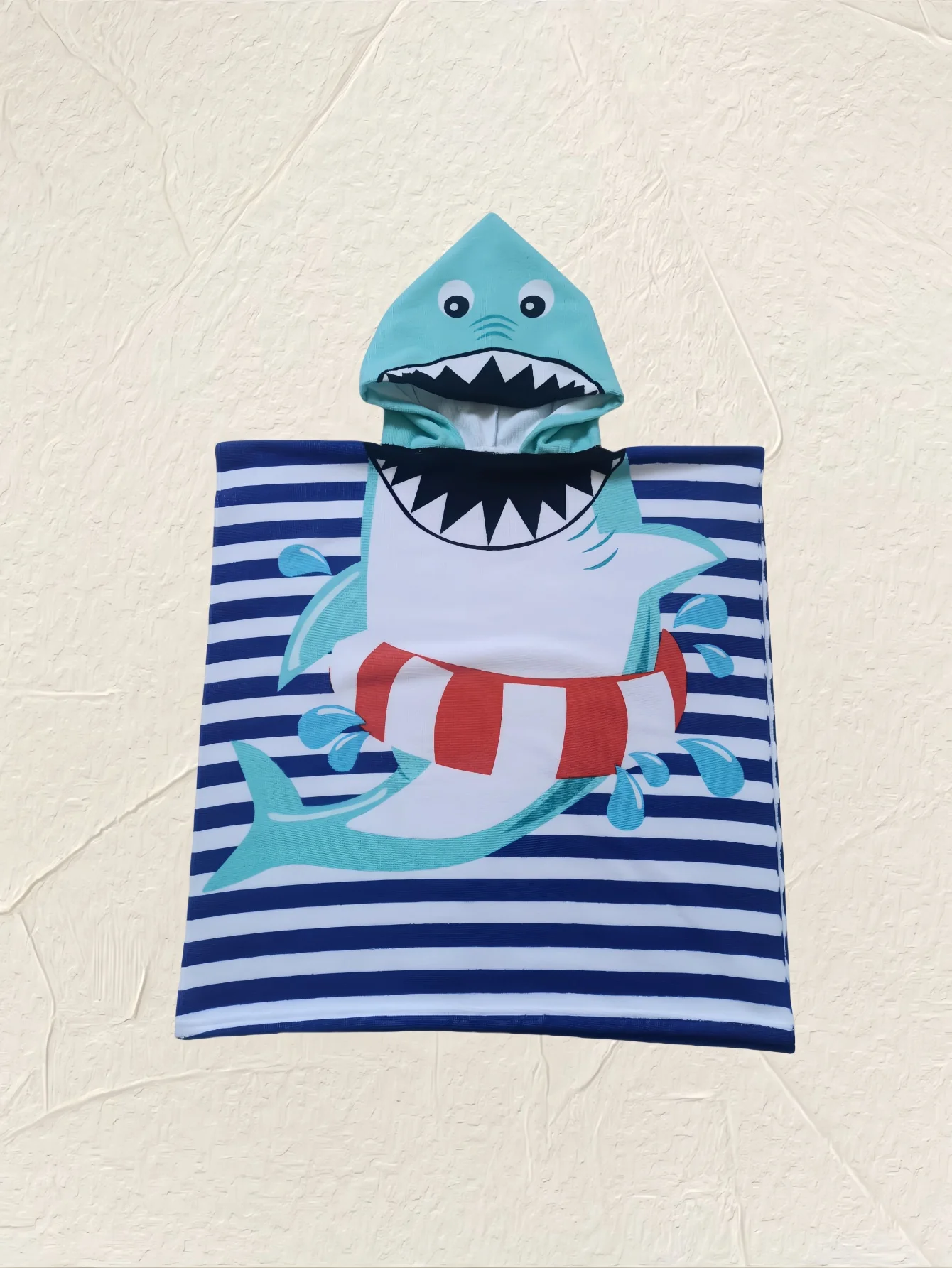 Kids Boys 1-5 Years striped shark Bathrobe Newborn Towel for Kids  Dress Up Kids Poncho Cape Kids Beach Towel Poncho Hooded