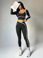 Women's Fall/Winter New Arrival Round Neck Long Sleeve Yoga Top Outdoor Sports Fitness Yoga Pants - Image 5