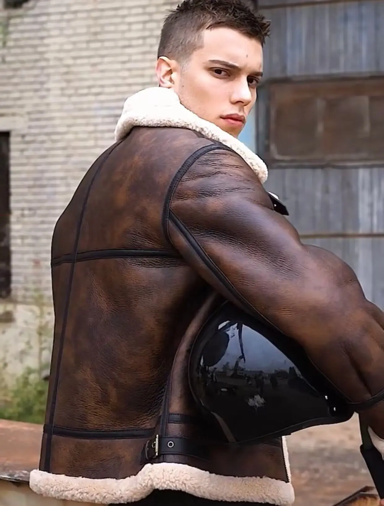 Vintage 2024 New Winter Fashion Men's Genuine Leather Coat