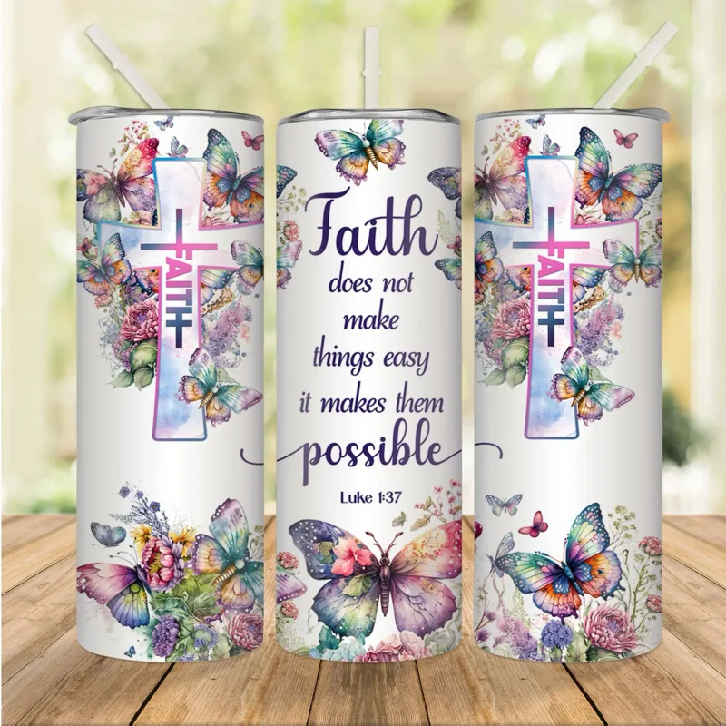 1pc Faith Tumbler With Straw 1