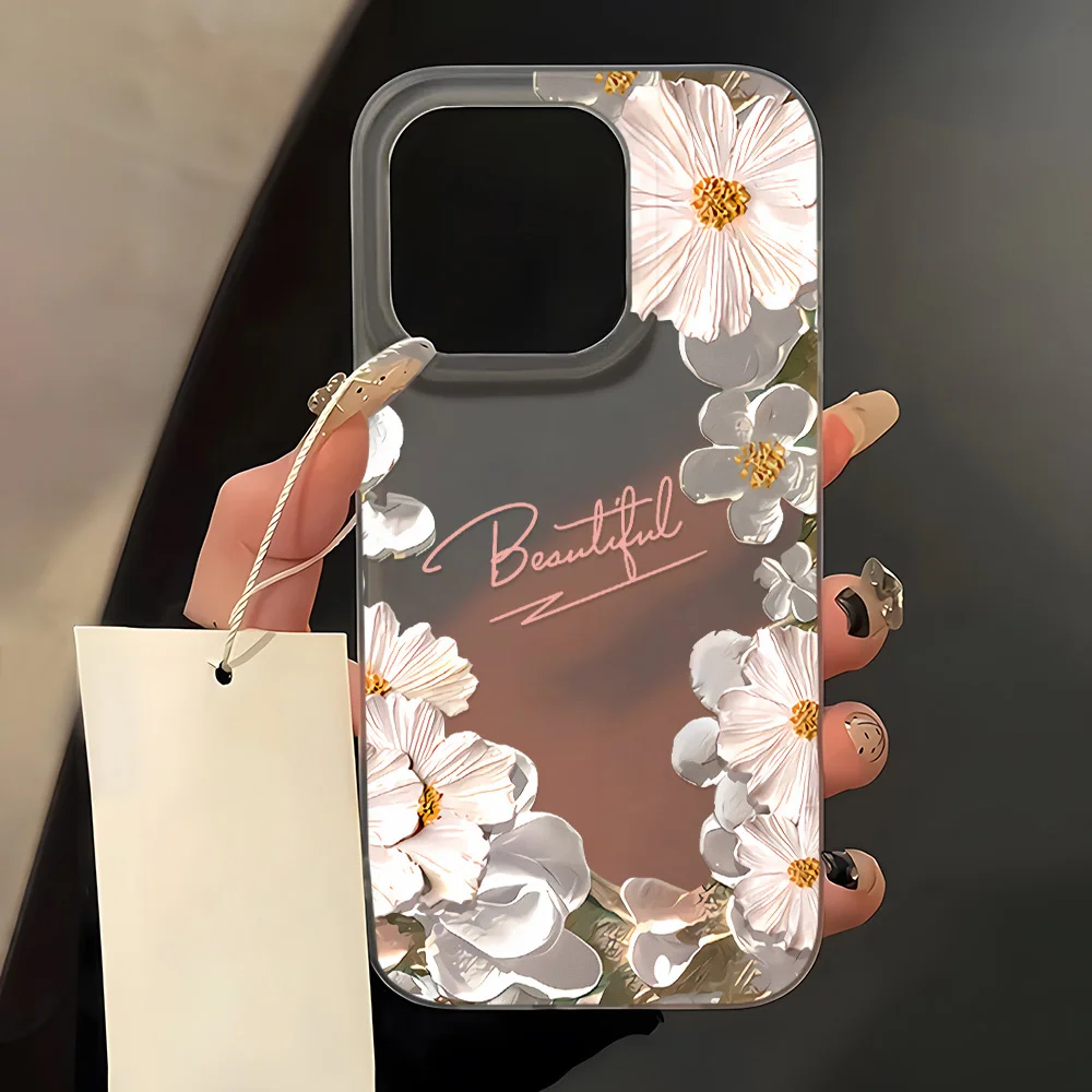 ตัวเลือกสินค้า เคสซิลิโคนกันกระแทก iPhone 16 Pro Max ลายดอกไม้